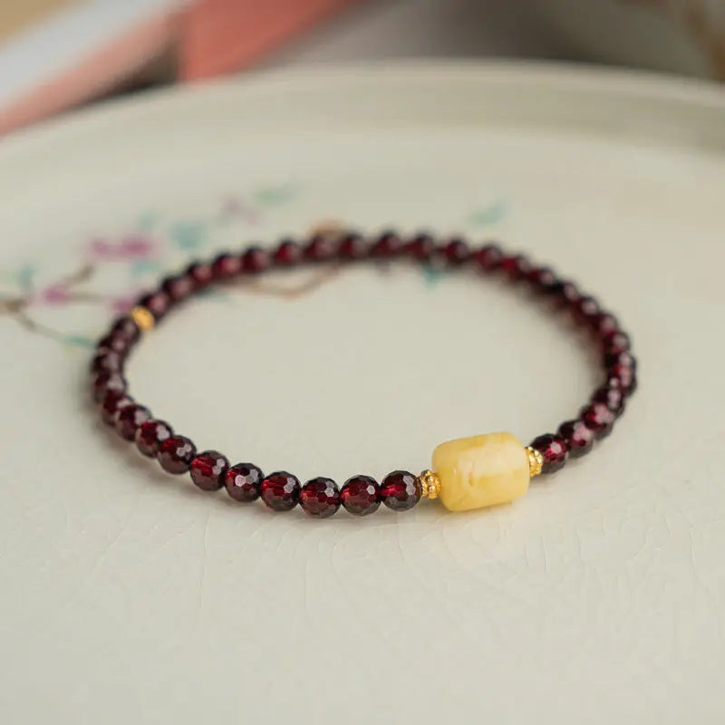 GIVE ENERGY WINE COLOUR GARNET BEESWAX ENERGY BRACELET_1