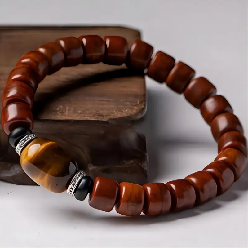 TIBETAN YAK BONE TIGER EYE STONE BRACELETS_3