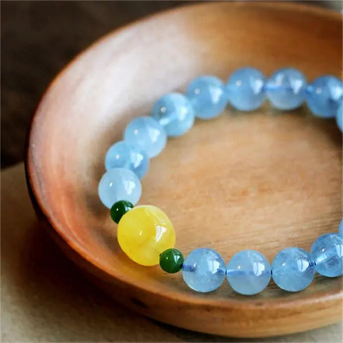 PURIFYING MOOD NATURAL AQUAMARINE BEESWAX ENERGY BRACELET_5