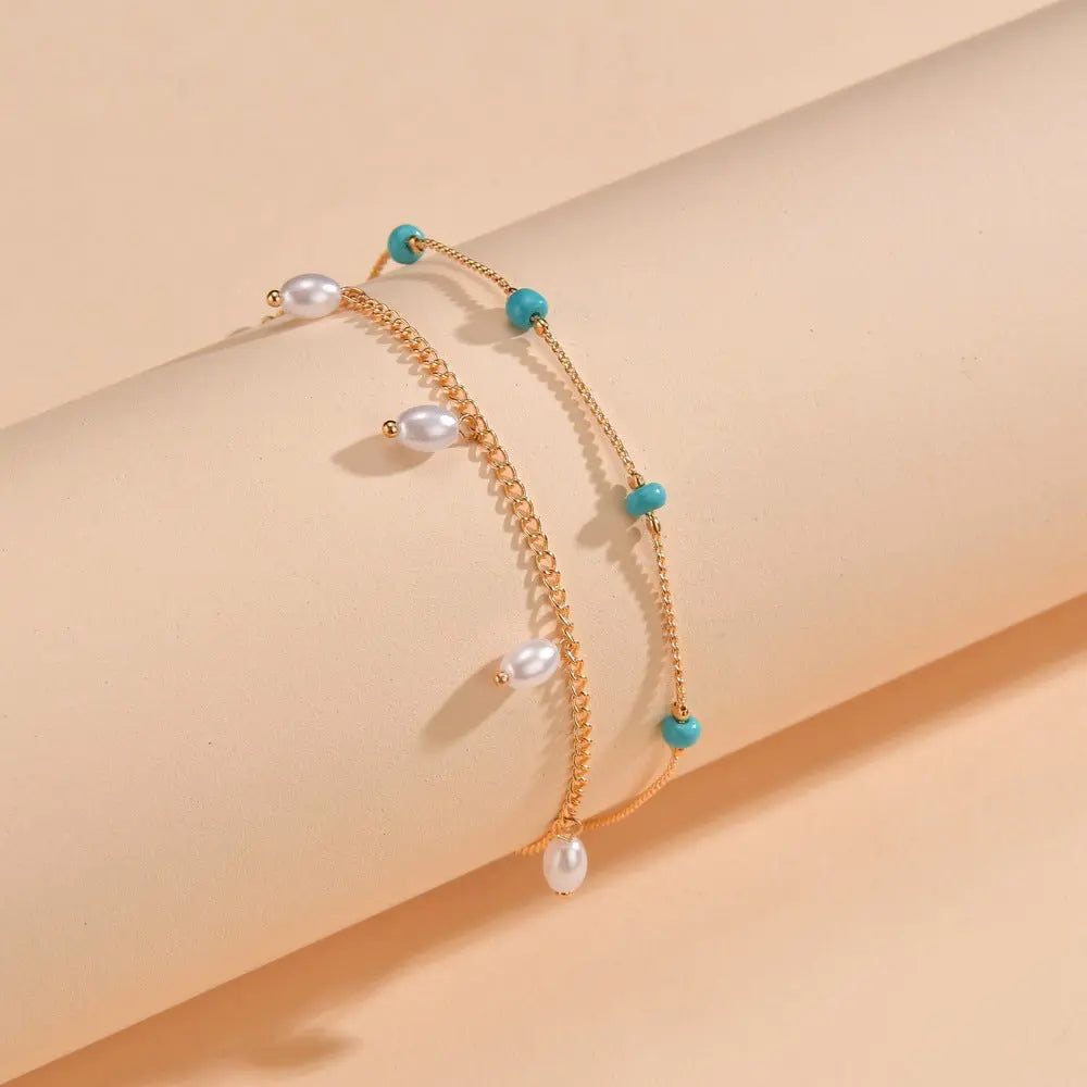 PEARL AND TURQUOISE HEALTH ANKLET-2