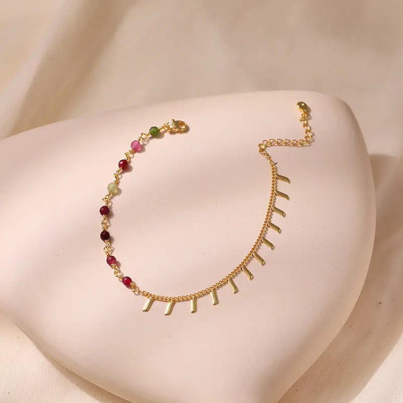 COLORED ROUGH STONE CALMING ANKLET-4