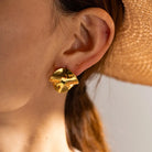 Sarah Round Pleated Titanium Steel Earrings_6