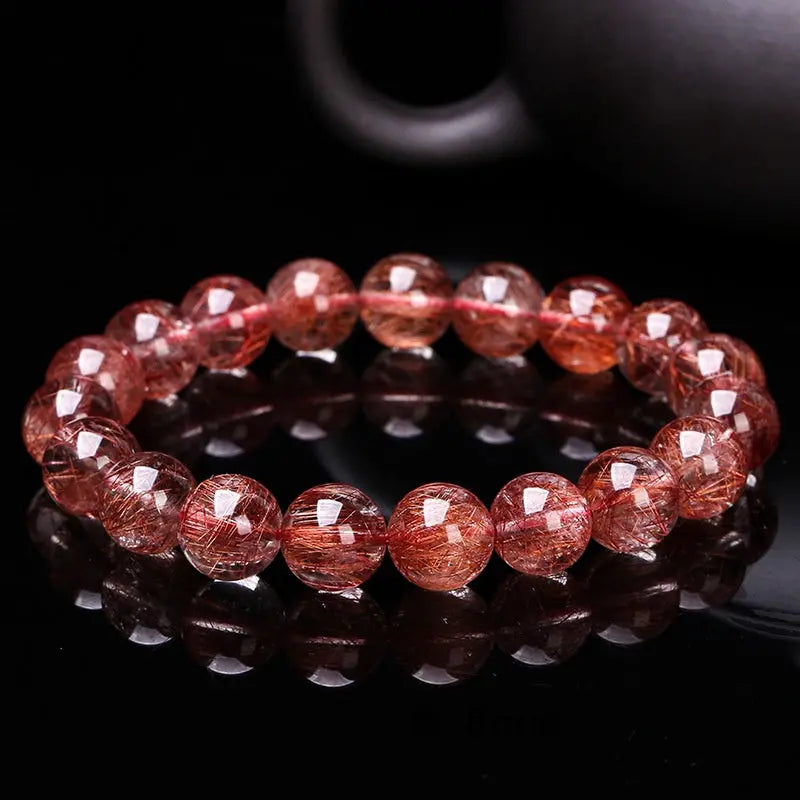 CRACKLED RED HAIR CRYSTAL STONE BRACELET_1