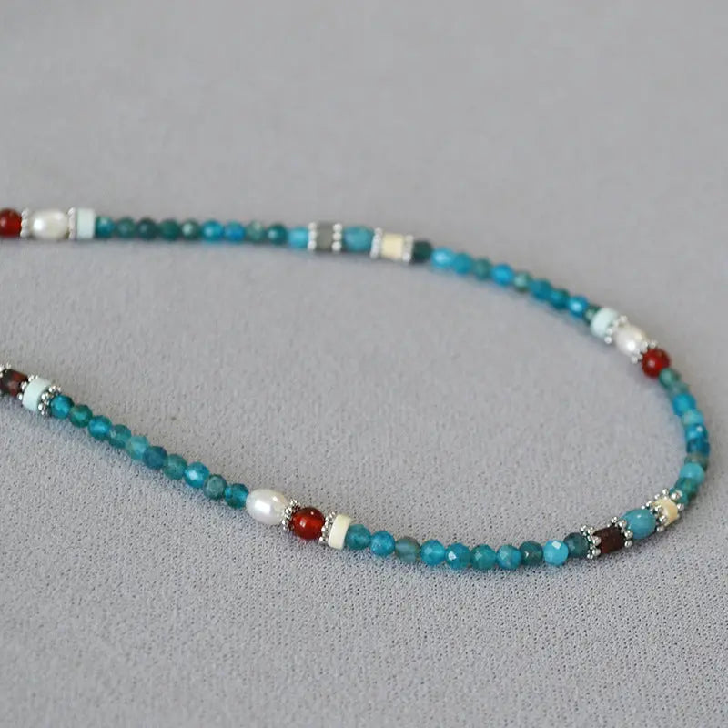PEACOCK BLUE APATITE FRIENDSHIP STABLE NECKLACE_5