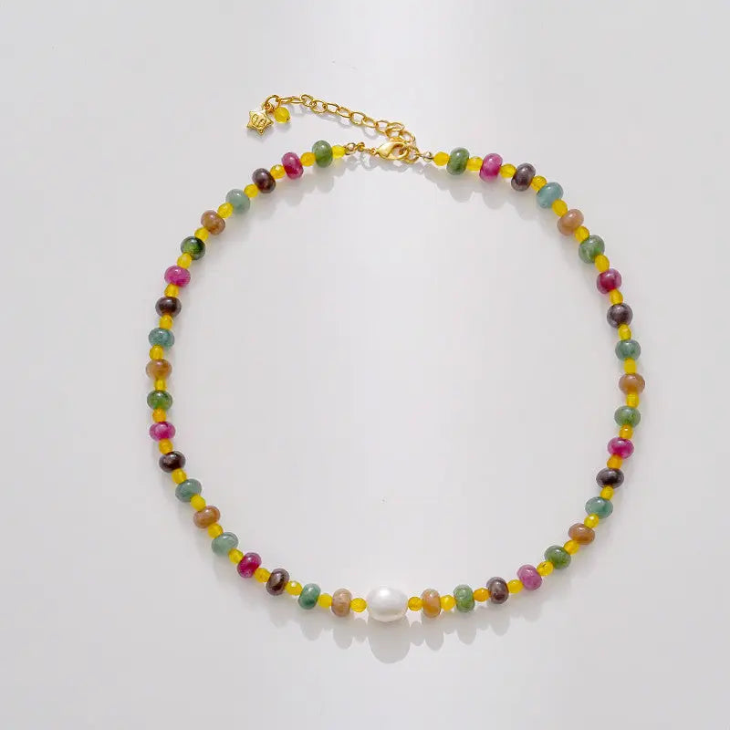 Colorful wheel natural stone switching mood necklace_1