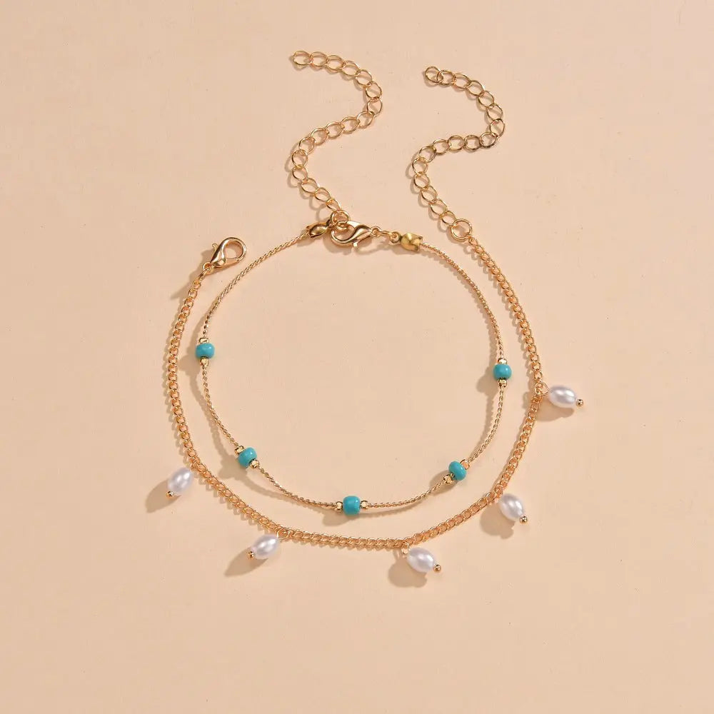 PEARL AND TURQUOISE HEALTH ANKLET-1