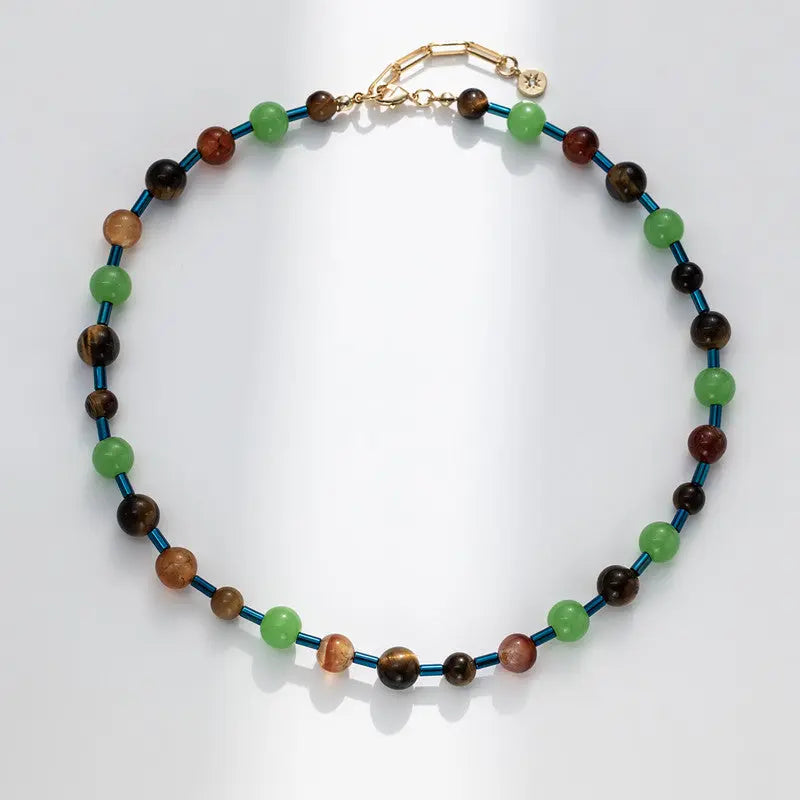 Colorful natural stone healing broken love necklace_1