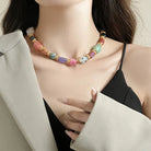 Summer retro natural stone fortune necklace_4