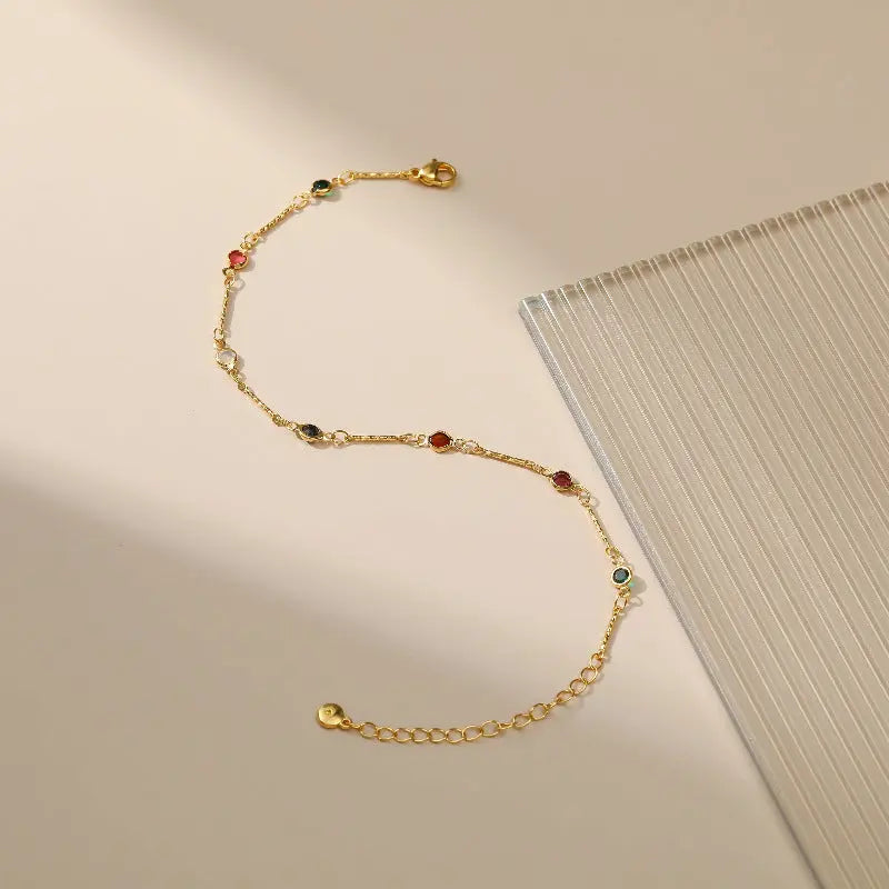 COLORED ZIRCON STABLE ANKLET zenstarstore