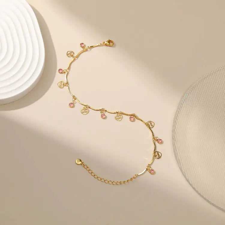 PINK ZIRCON BRINGS LOVE ANKLET-2