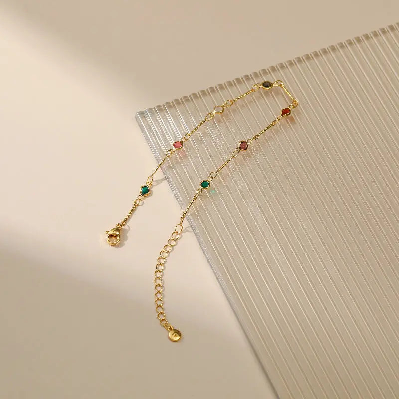 COLORED ZIRCON STABLE ANKLET zenstarstore