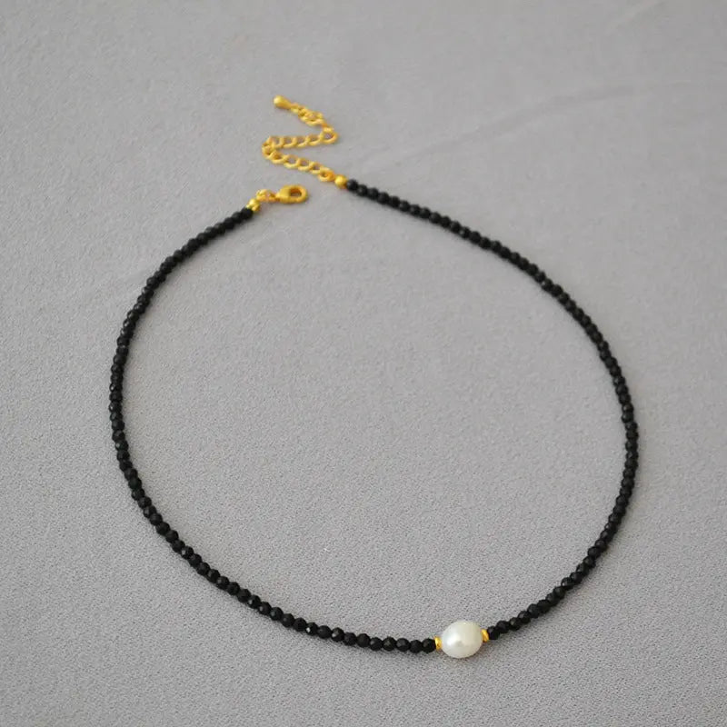 BLACK SPINEL TURQUOISE LOVE COMING NECKLACE_3
