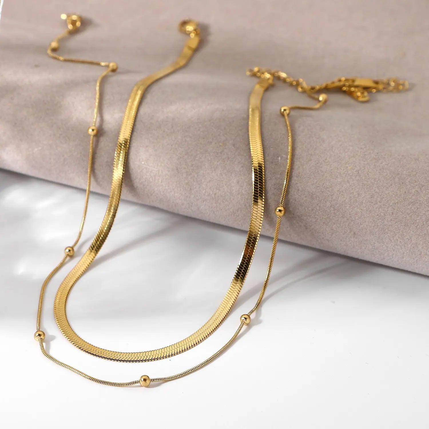 Comfortable Stackable Titanium Steel Round Beads Necklace_2