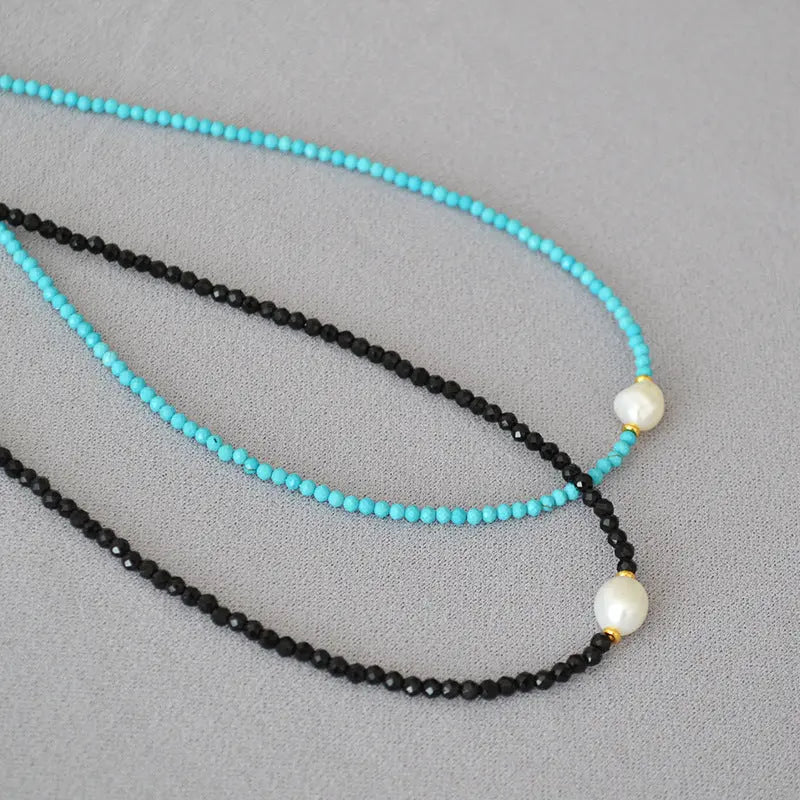 BLACK SPINEL TURQUOISE LOVE COMING NECKLACE_4