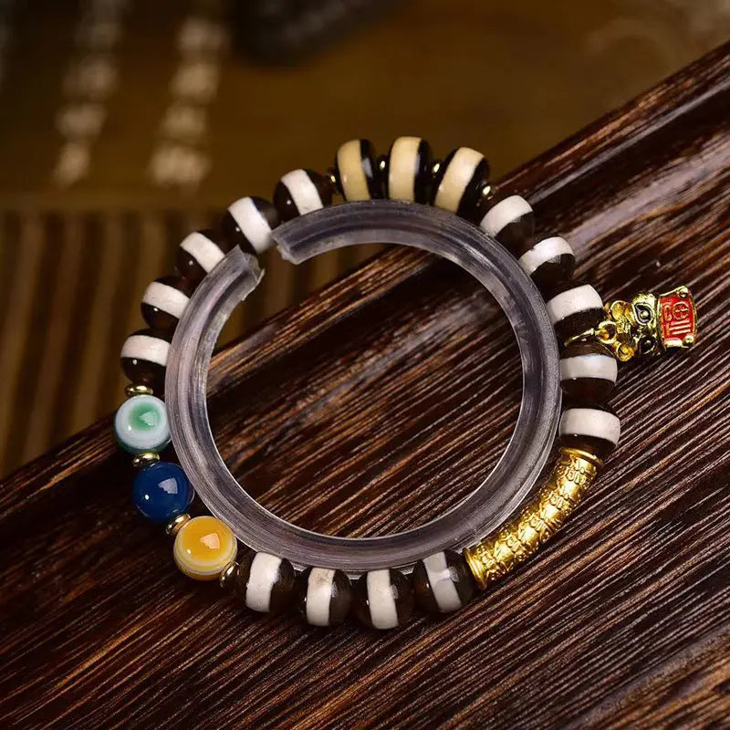 Tibetan Black and White Striped Agate Mystery Bracelets_1