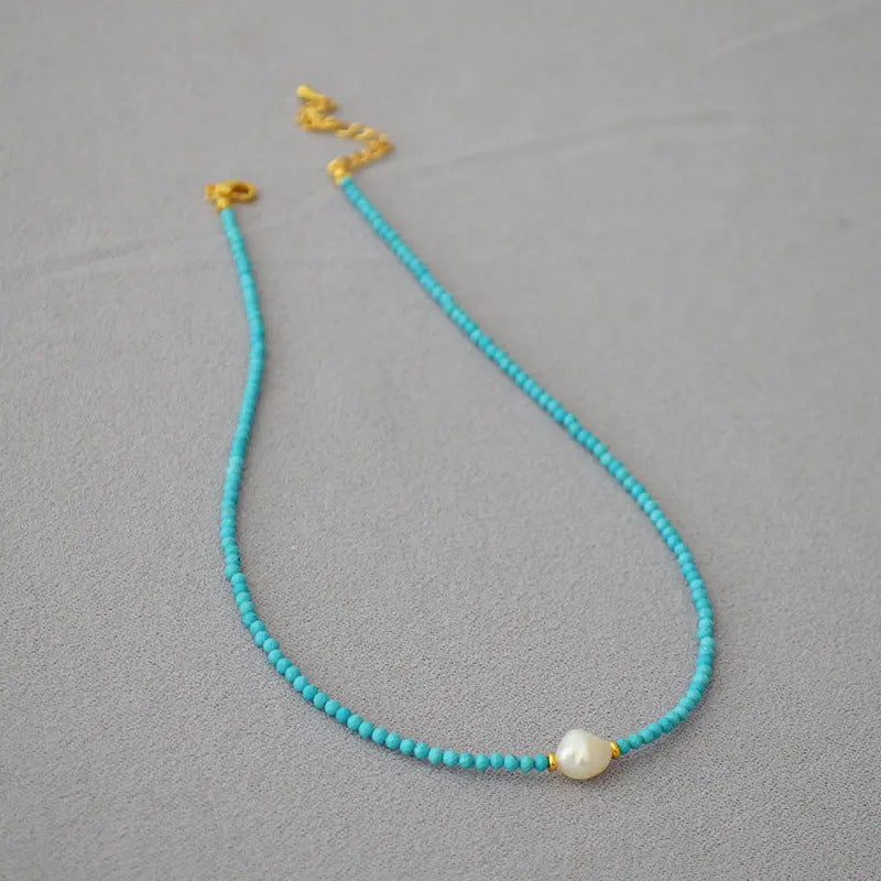 BLACK SPINEL TURQUOISE LOVE COMING NECKLACE_6
