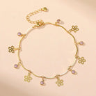 PINK PURPLE ZIRCON CLEAR HEART ANKLET-1
