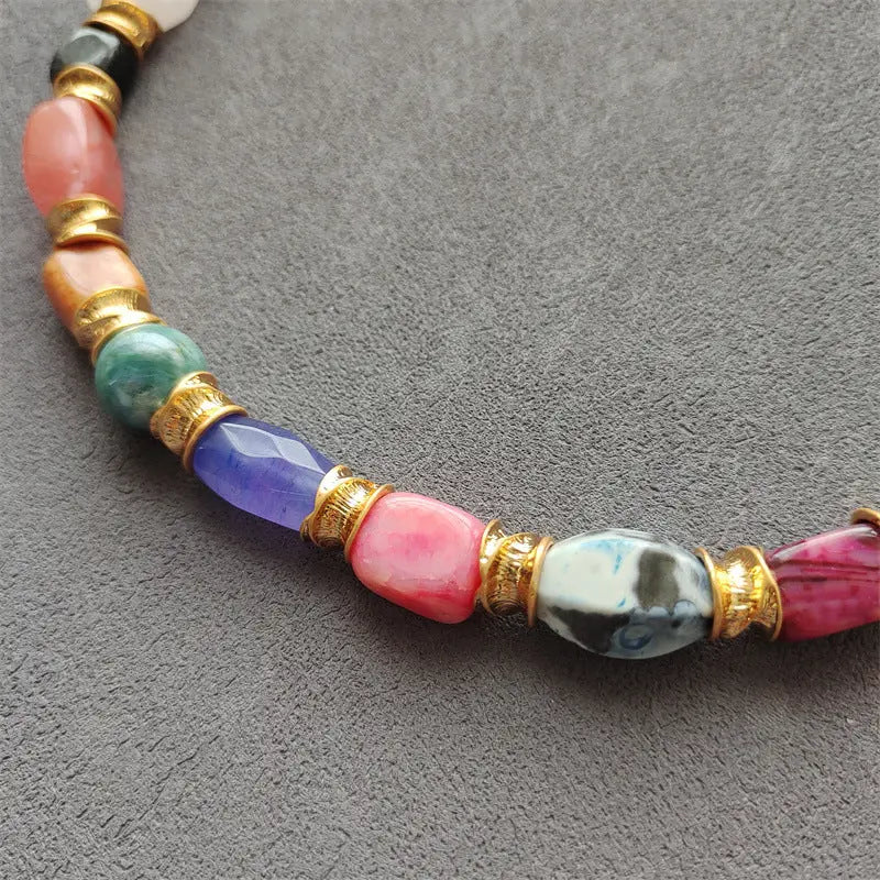 Summer retro natural stone fortune necklace_3