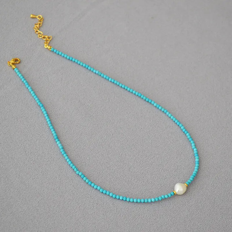 BLACK SPINEL TURQUOISE LOVE COMING NECKLACE_2