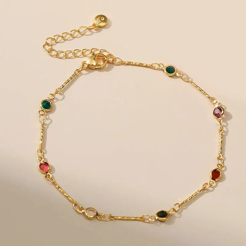 COLORED ZIRCON STABLE ANKLET zenstarstore