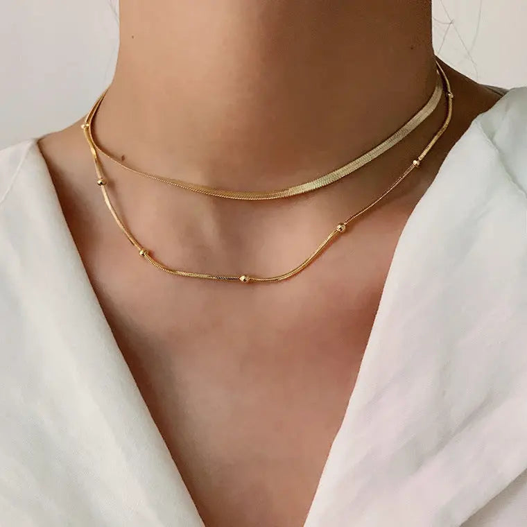 Comfortable Stackable Titanium Steel Round Beads Necklace_1