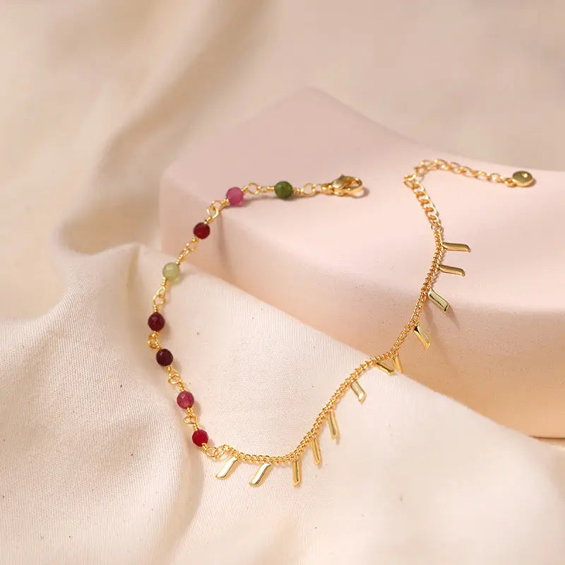 COLORED ROUGH STONE CALMING ANKLET-2