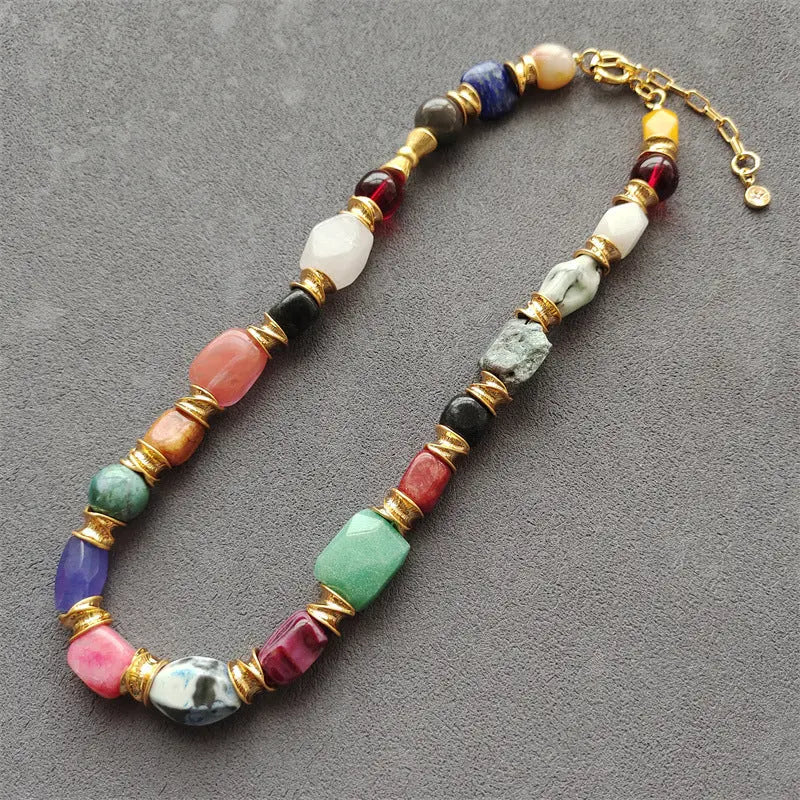 Summer retro natural stone fortune necklace_2