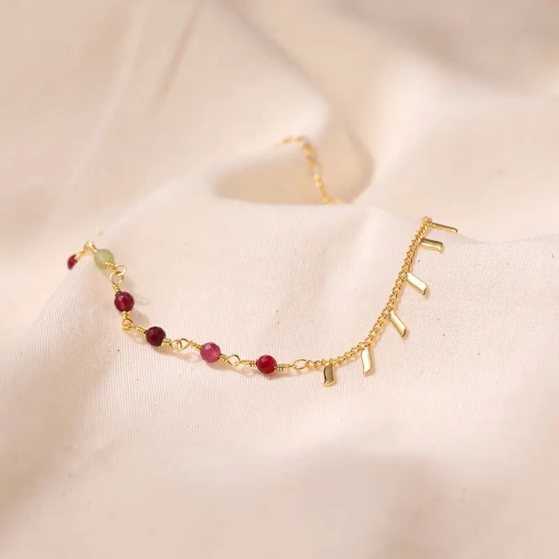 COLORED ROUGH STONE CALMING ANKLET-3