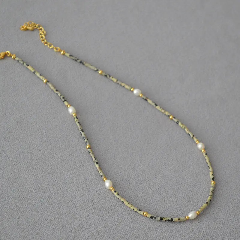 SPOTTED NATURAL STONE WEALTH ARRIVAL NECKLACE Zenstarstore