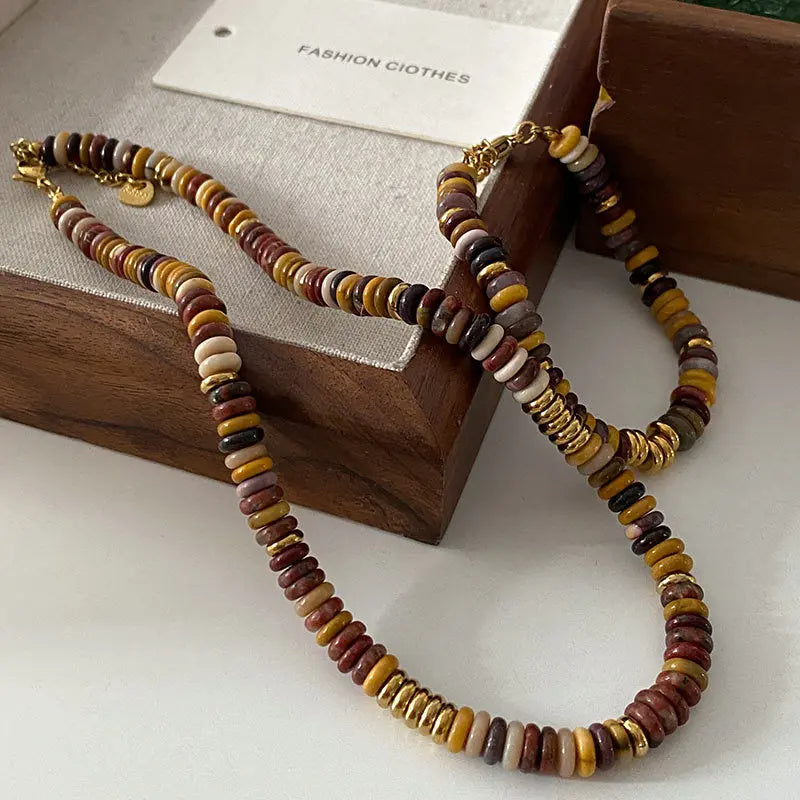 COFFEE COLORED NATURAL STONE NOURISHING BODY NECKLACE_3