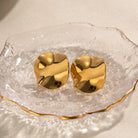 Sarah Round Pleated Titanium Steel Earrings_3