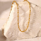APU ELLIPTICAL BEAD TITANIUM STEEL NECKLACE-2