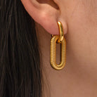 BARBARA QUADRILATERAL CHAIN TITANIUM STEEL EARRINGS-6