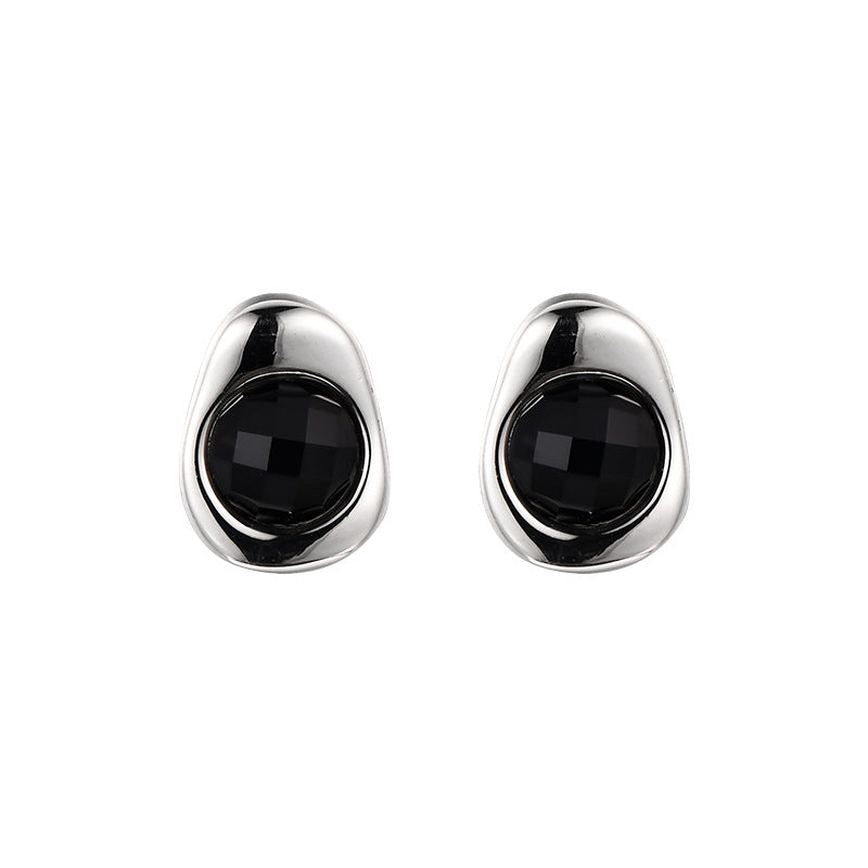 BLACK AGATE STERLING SILVER EARRINGS-4