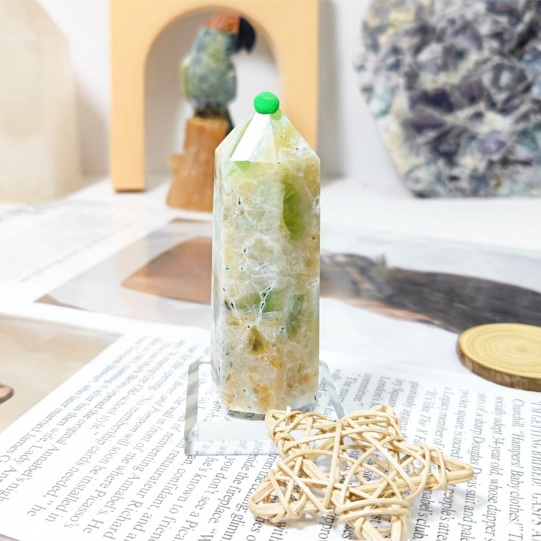 GREEN AGATE HEXAGONAL PRISM-3