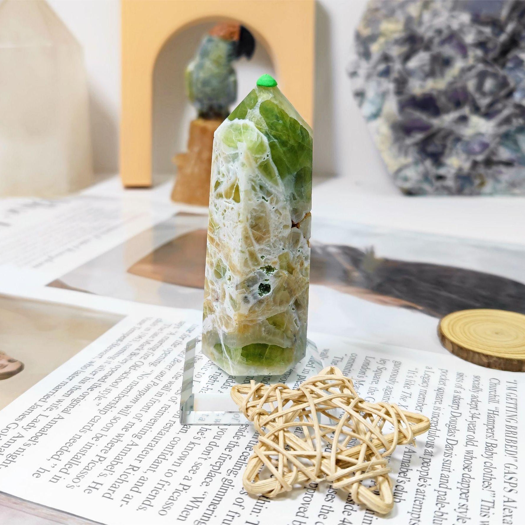 GREEN AGATE HEXAGONAL PRISM-4