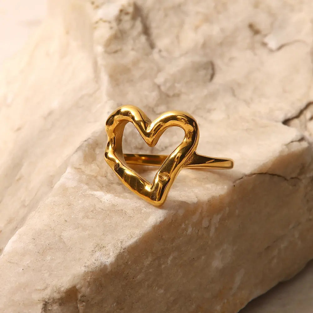 HAMMER PATTERN LOVE TITANIUM STEEL RING-2
