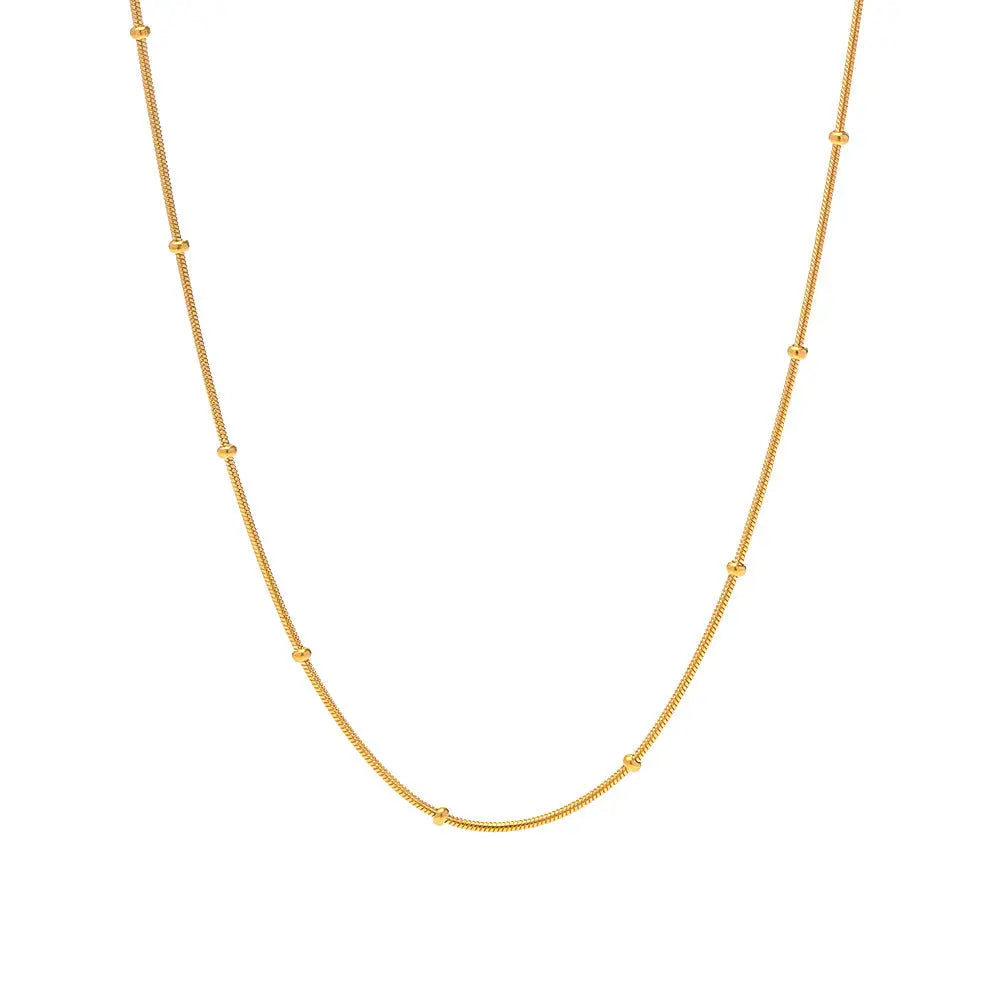 MARY ROUND BEAD TITANIUM STEEL DELICATE NECKLACE-6