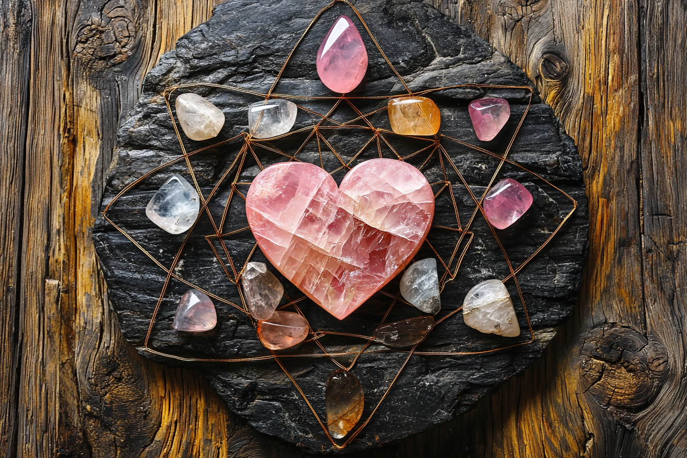 Crystal Grids for Love: Unlocking the Power of Rose Quartz, Pink Quartz, Opal, and Citrine