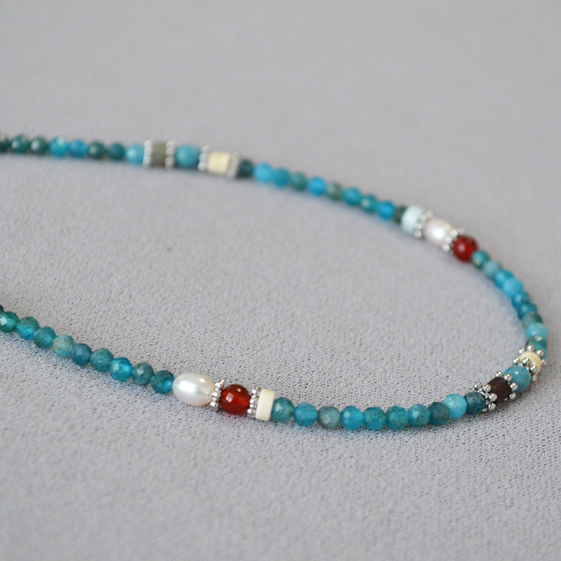 PEACOCK BLUE APATITE FRIENDSHIP STABLE NECKLACE_4