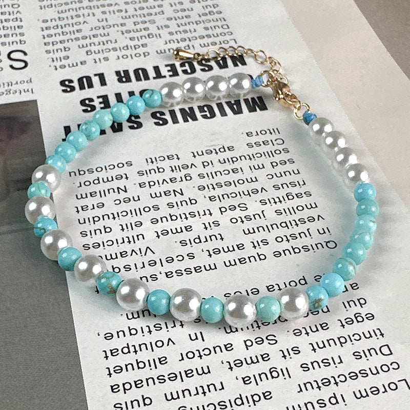 TURQUOISE AND PEARL HEALING ANKLET-2