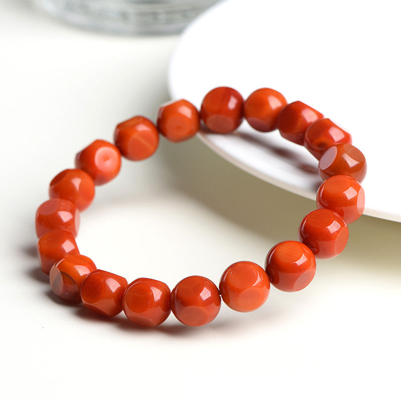 NATURAL SOUTH RED AGATE ROUND CUT BRACELET_6