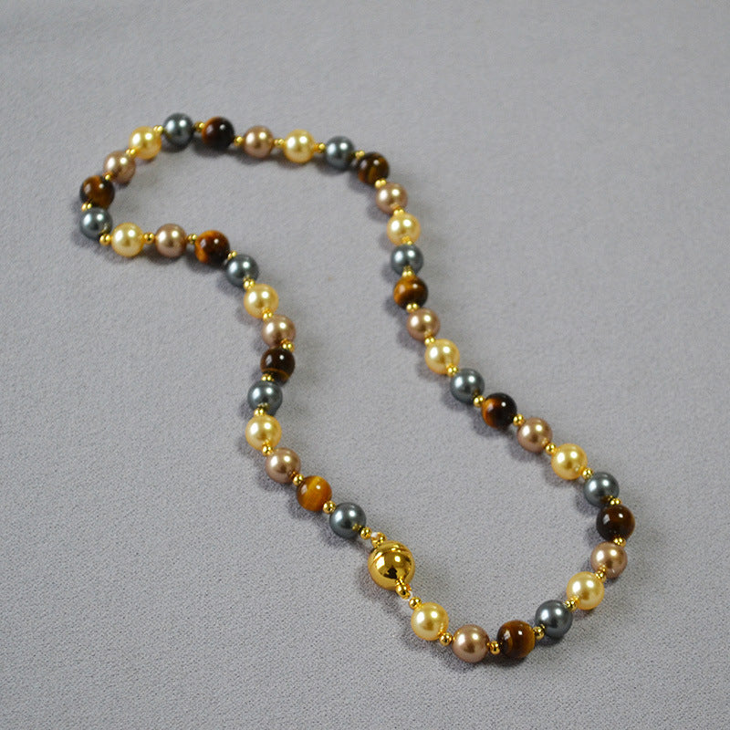 PEARL TIGER EYE STONE CAREER PROMOTION NECKLACE_2