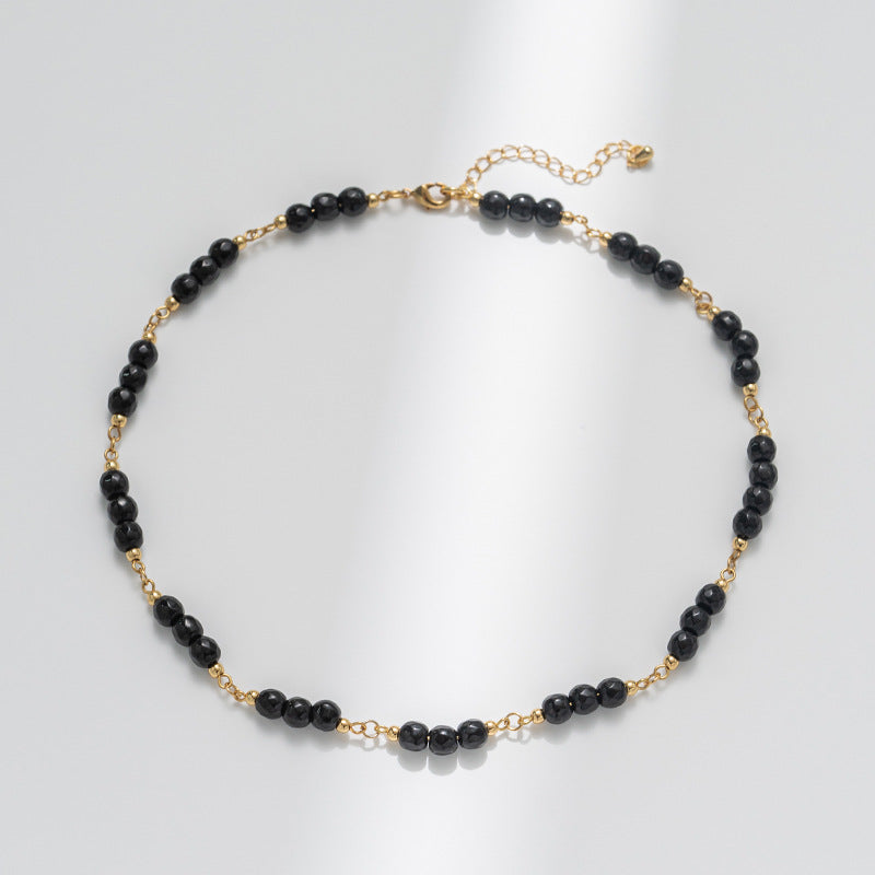 Black agate good luck beaded necklace_1