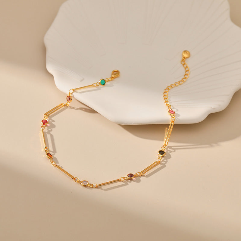 COLOR ZIRCON LIFE FORCE ANKLET-5
