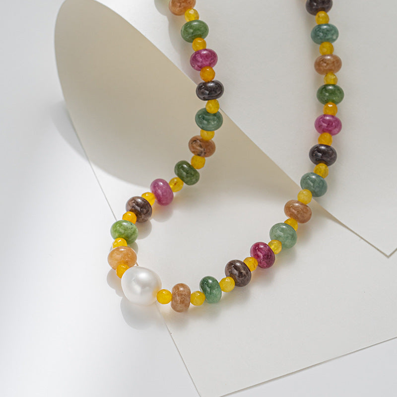 Colorful wheel natural stone switching mood necklace_2
