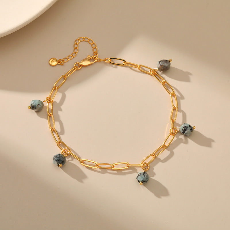 NATURAL STONE AND TURQUOISE STRESS RELIEF ANKLET-1