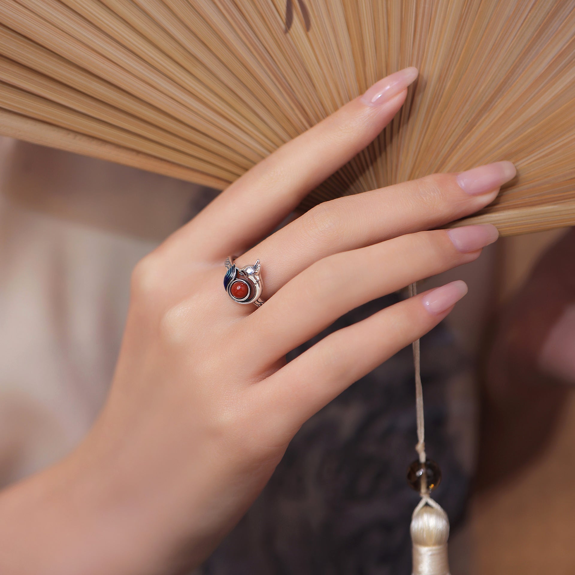 SOUTH RED AGATE STERLING SILVER RING-2