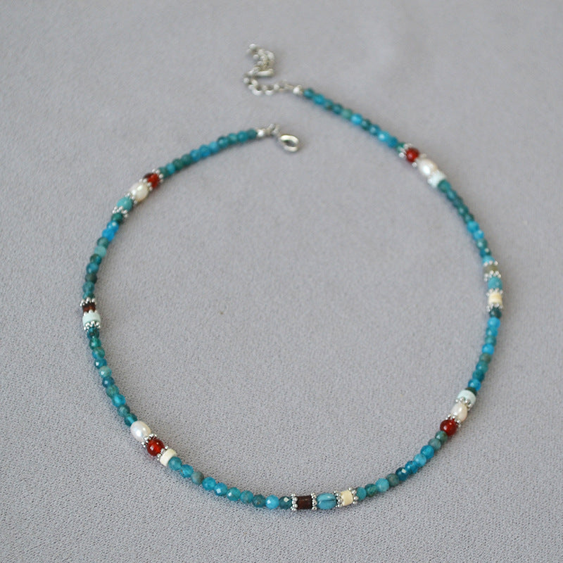 PEACOCK BLUE APATITE FRIENDSHIP STABLE NECKLACE_2