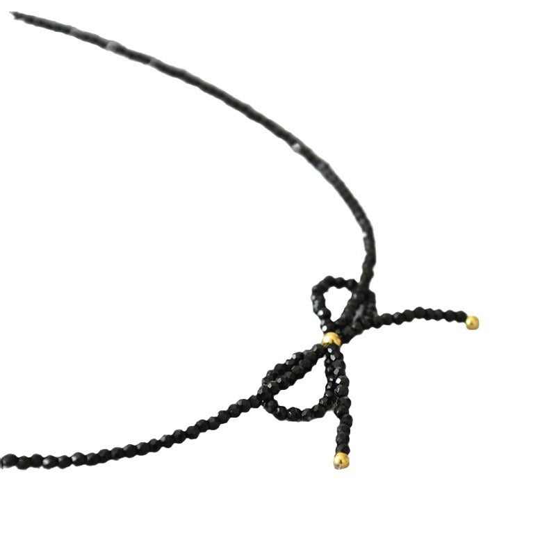 BLACK SPINEL LUCKY BOW NECKLACE_5